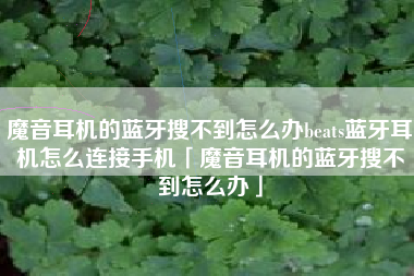 魔音耳机的蓝牙搜不到怎么办beats蓝牙耳机怎么连接手机「魔音耳机的蓝牙搜不到怎么办」